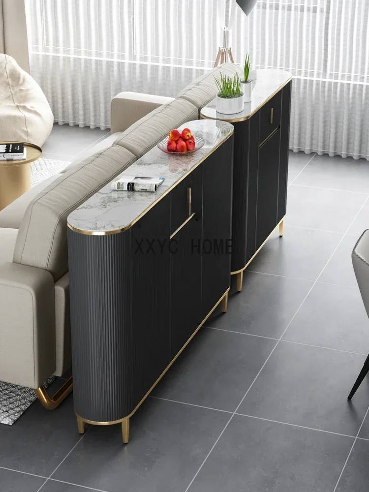 

Ultra-Thin Sideboard Cabinet Affordable Luxury Style Entrance Cabinet Modern Minimalist Stone Plate Locker