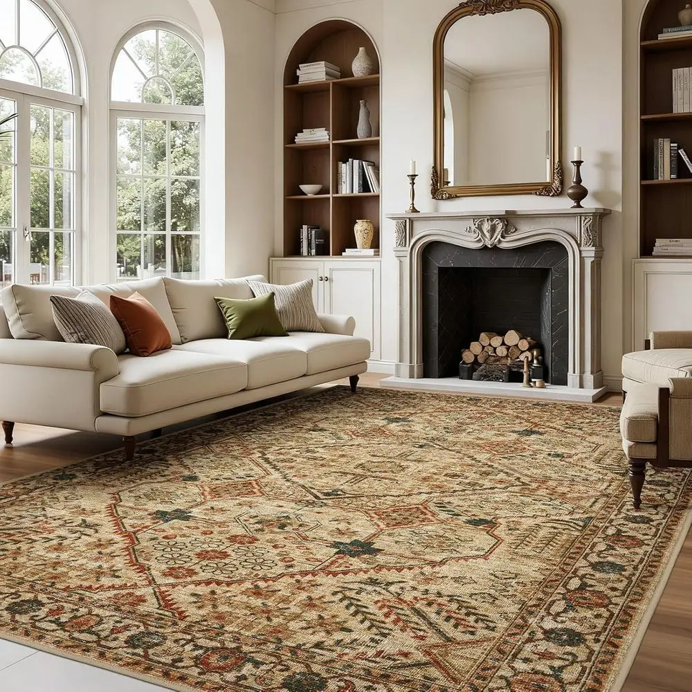 

Винтажные коврики из синели 5x7, легкие и машинная стирка, нескользящие для гостиной, спальни, столовой, офиса, коричневого цвета