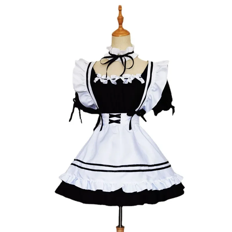 S-5XL Black Cute Maid Costumes Girls Women Lovely Maid Outfit Cosplay Costume Japanese Animation Show Lolita Dress Clothes