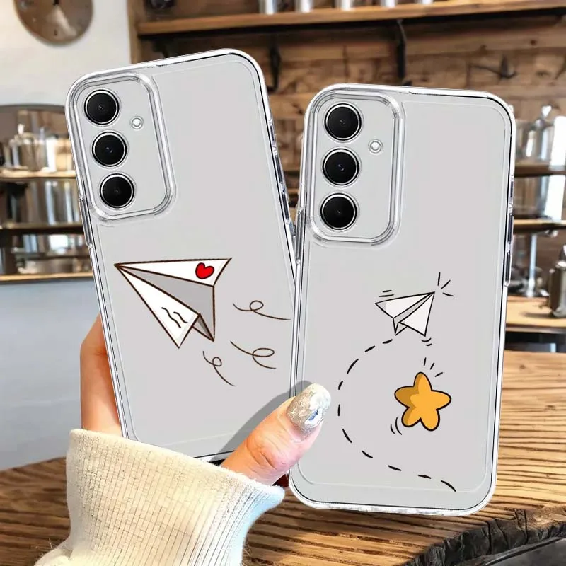 

Cartoon Paper Plane Star Phone Case For Samsung Galaxy A73 A72 A71 A70 M56 A55 M55 M54 F54 A53 M53 A52 A52s F42 M40S