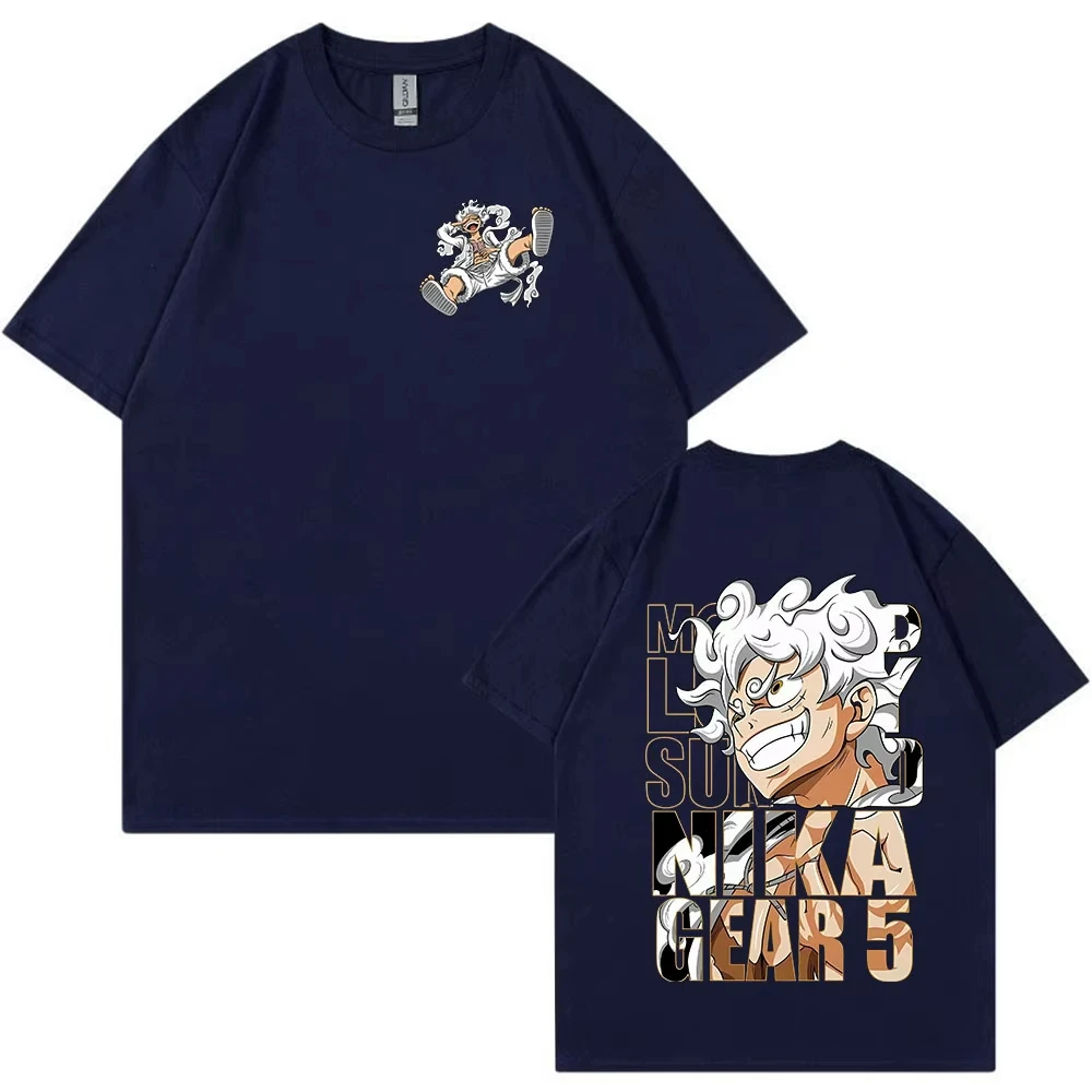 Koszulka One Piece Monkey D. Luffy Bóg Słońca Nika Gear 5 Luffy Graficzna Bawełniana Koszulka Męska i Damska Oversize Bandai Cosplay