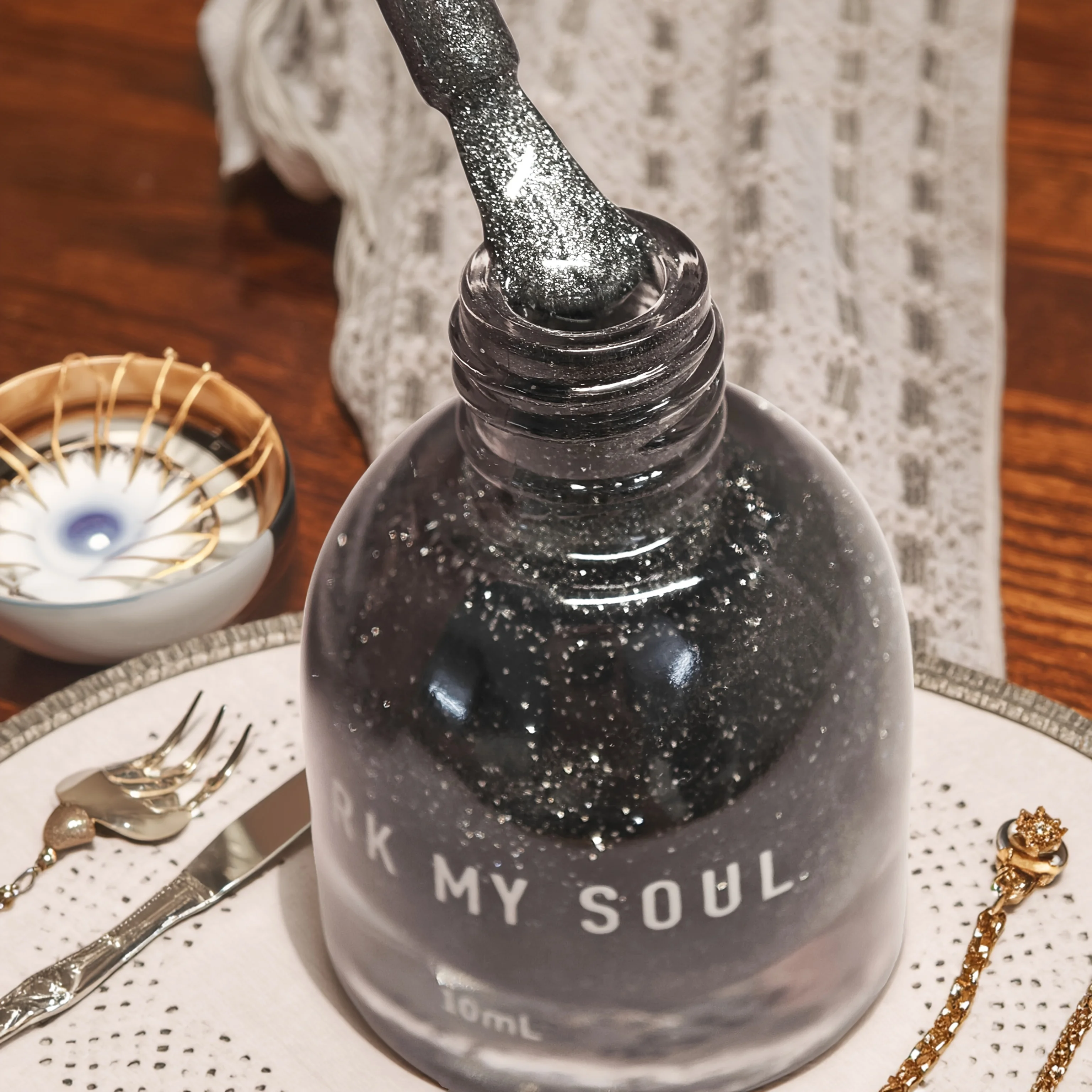 S128 블랙 스타리 스카이 베이킹 프리 캣아이 네일 폴리쉬