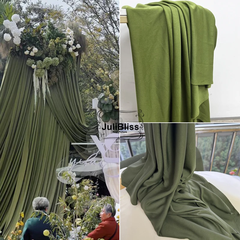 

Dark Olive Green Fabric Draperies for Wedding Decor Curtains Tablecloth Backdrops Dress Cloth DIY Sewing Material Wide 170cm