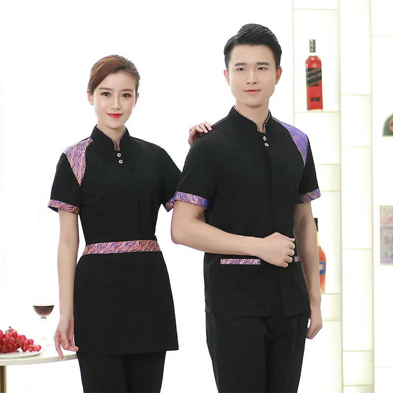 

2020 New Hotel Waiter Work Clothes Short Sleeve Men's and Women's Summer Sichuan Cuisine Hot Pot Restaurant Staff Uni