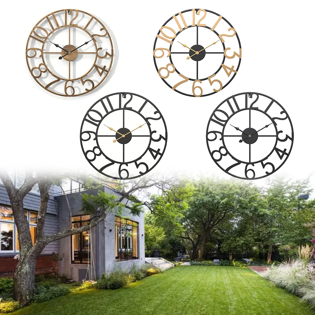 Contemporary For Outdoor Wall Clock Constructed From Metal With Indoor Compatibility And Focus On Visual And Silence