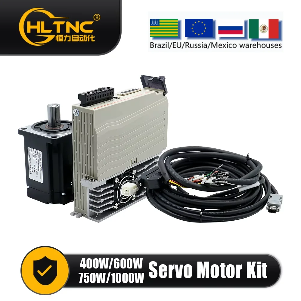 

Hot Sales Servo Motor 400w 600w 750w 1000w Servo Driver 17bit Absolute Encoder AC110V220V 1.27Nm-3.8Nm 543ozin For CNC Engraver