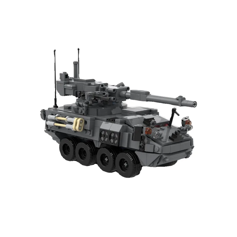 New Hot WW2 Military M1128 Stryker MGS Mobile Gun System Model DIY creative ideas high-tech Child Toy Gift Armored Car Block