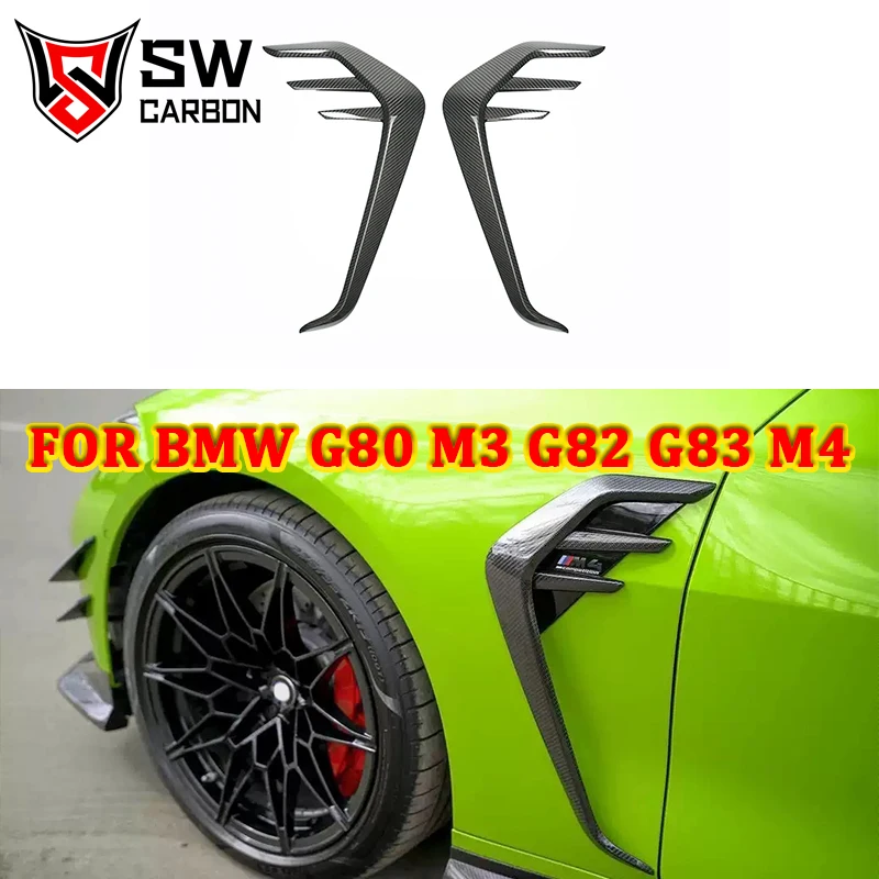 Alta Calidad BMW G80 M3 G82 M4 2021+AC Carbono Seco Fender Splitter Delantero Spoiler Coche Tira Decorativa, 2 Piezas