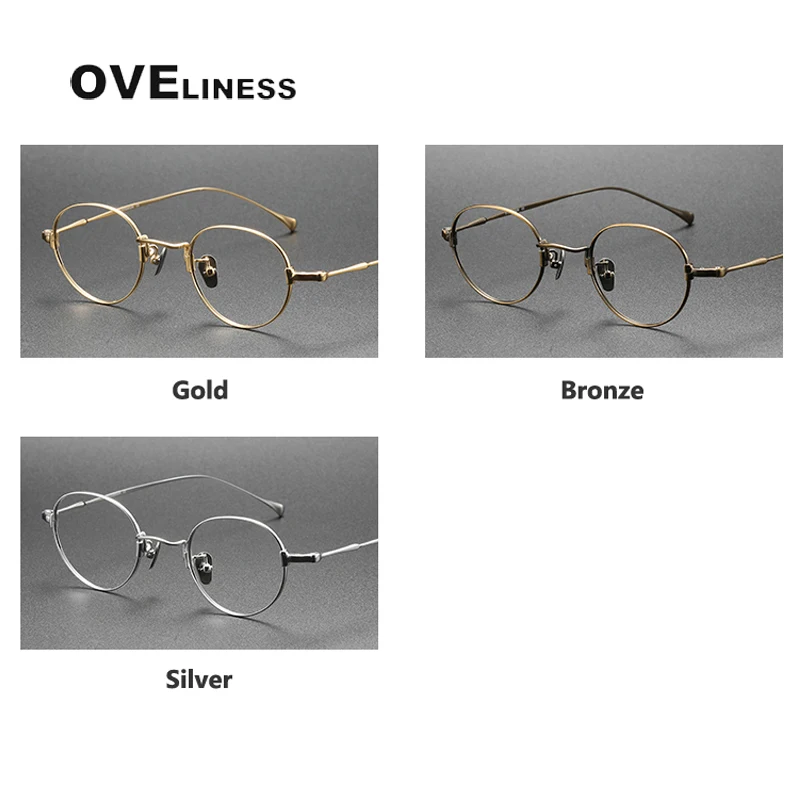 Pure Titanium Glasses Frame Men Women Vintage Round Myopia Optical Prescription Eyeglasses Frames New Titan Eyewear Spectacles