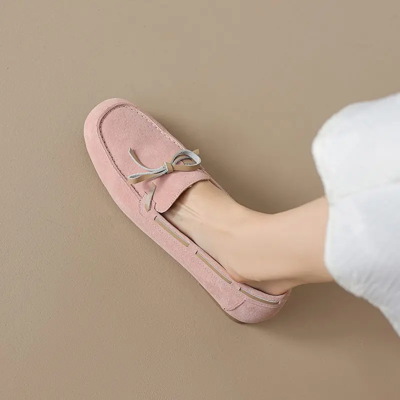 MORAZORA Size 34-40 New Women Flats Slip On Suede Loafers Spring Summer Flat Shoes Spring Summer Bowtie Casual Footwear Female
