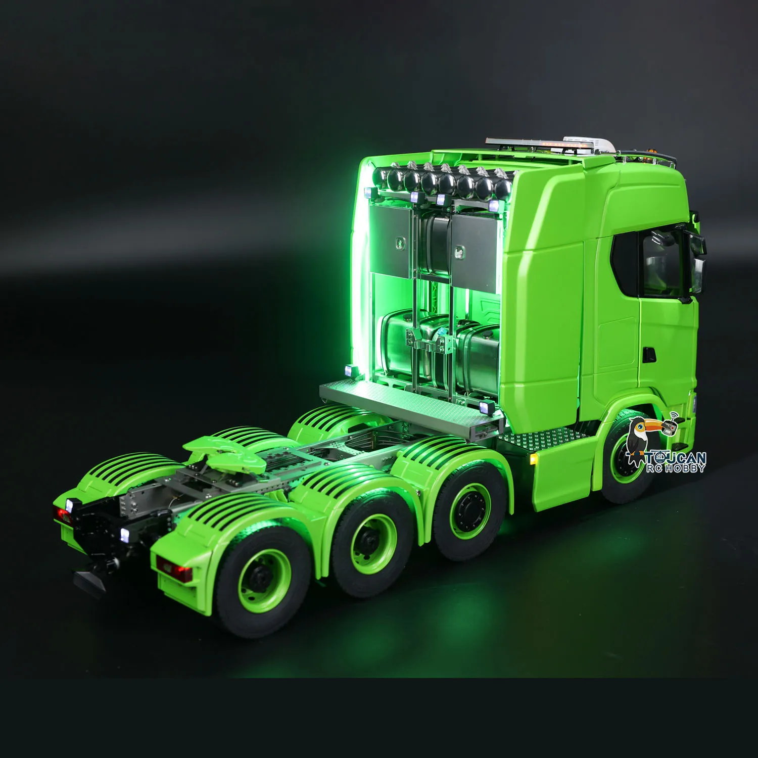 1/14 RC Tractor Truck 770S 8x8 Metal Chassis Remote Control Lorry ST8 Radio Battery RTR Warning Lights Spotlight Magnetic Roof