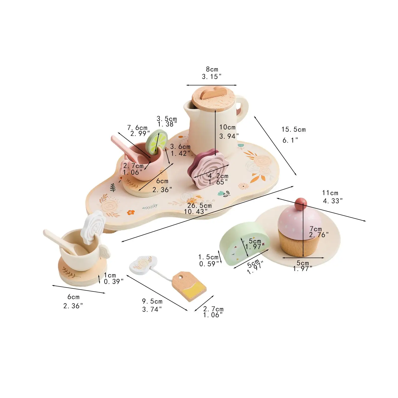 خدمة الشاي لتطوير حفلة الشاي بعد الظهر مع مونتيسوري خشبية مرحة