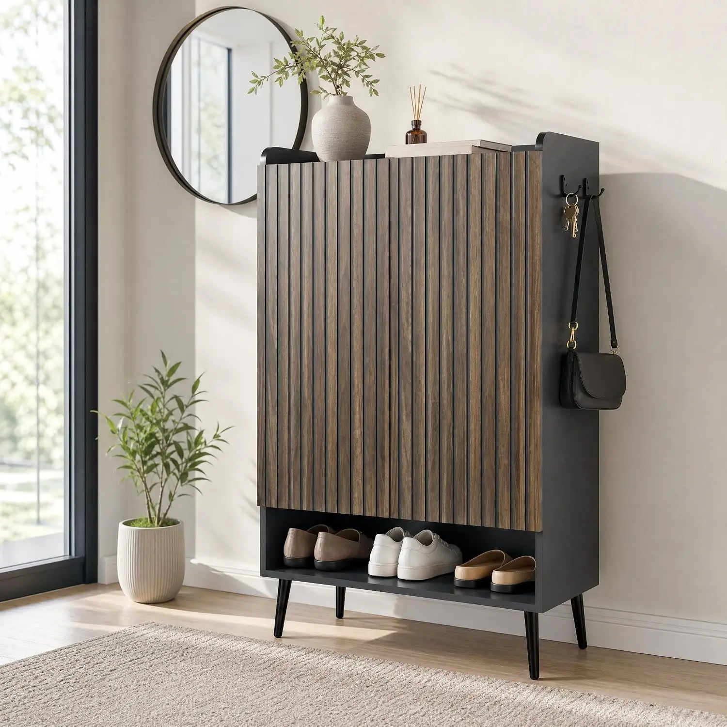 Garvee 6 Tier Multi-Layer Shoe Cabinet with Doors and Shelves Space-Saving Home Storage Cabinet Suitable for Entryways Hallways, Bedrooms, Living Rooms, Homes