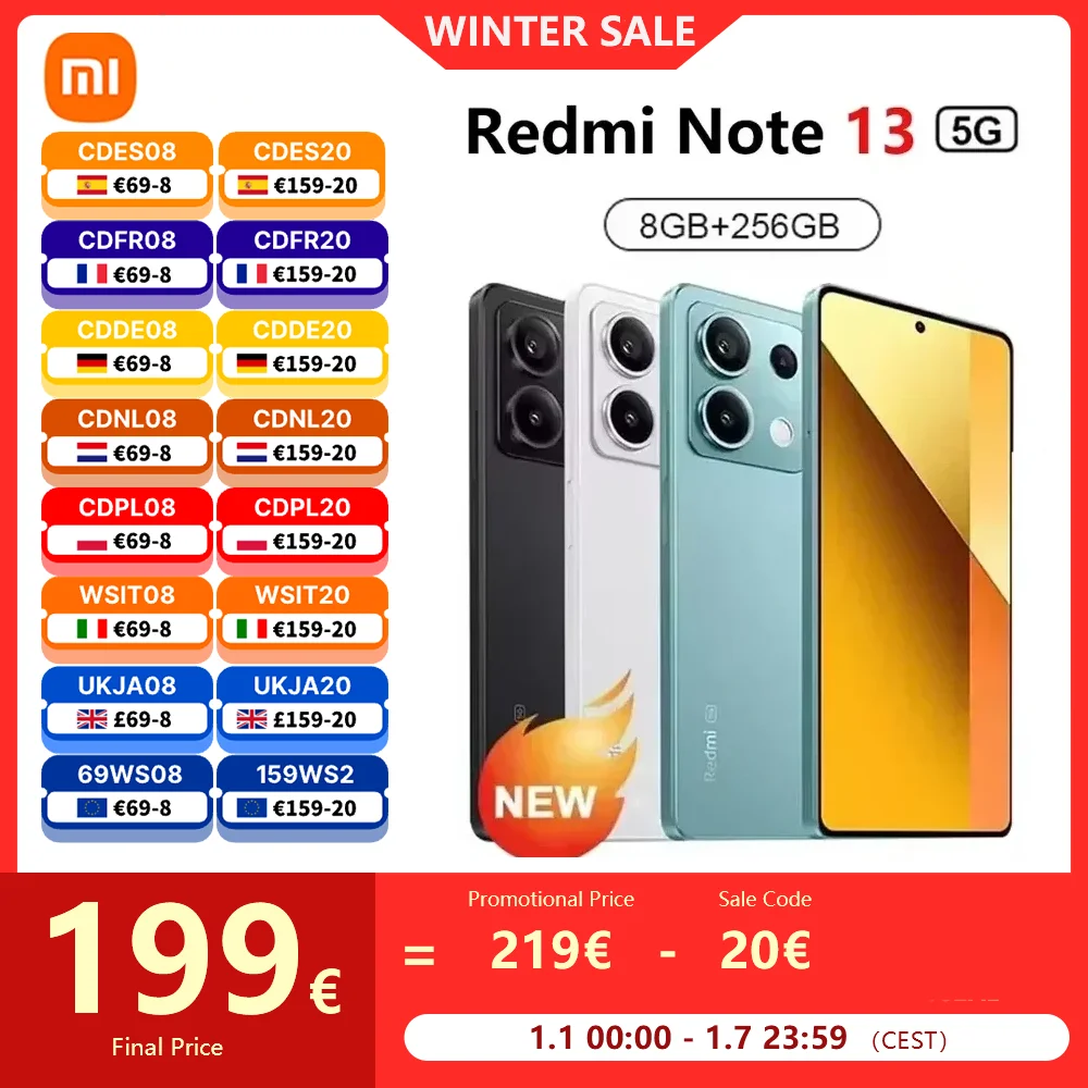 Xiaomi Redmi Note 13 5G Global Version Smartphone 8GB+256GB Dimensity 6080 120Hz 6.67