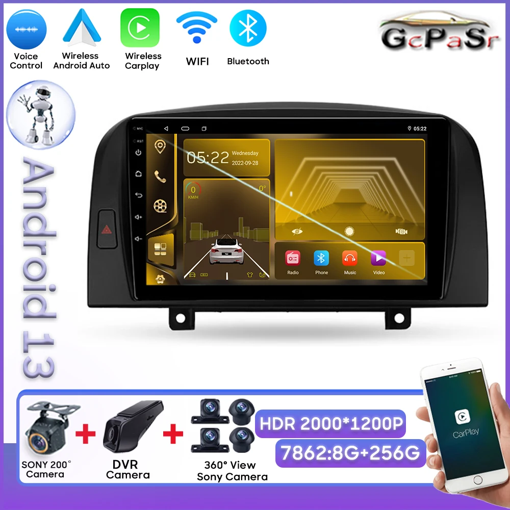 

Auto Radio For Hyundai Sonata NF 2004 - 2008 GPS Navigation Stereo Head Unit Rear Camera Mirror Link Carplay Wifi Dash Cam 5G BT