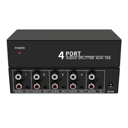 Audio Splitter 1 In 4 Out RCA L/R Aux Stereo Audio Splitter 1X4 Audio Distributor For PC DVD Speaker Splitte, US Plug Durable