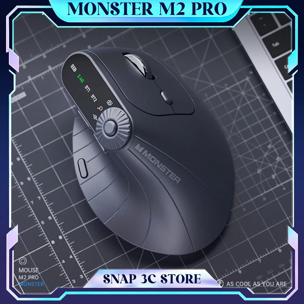 Monster M2 PRO MAX Gaming Mouse Ergonomic Custom Vertical Wireless Mouse Rechargeable Dual Mode DPI Lightweight Player Gifts