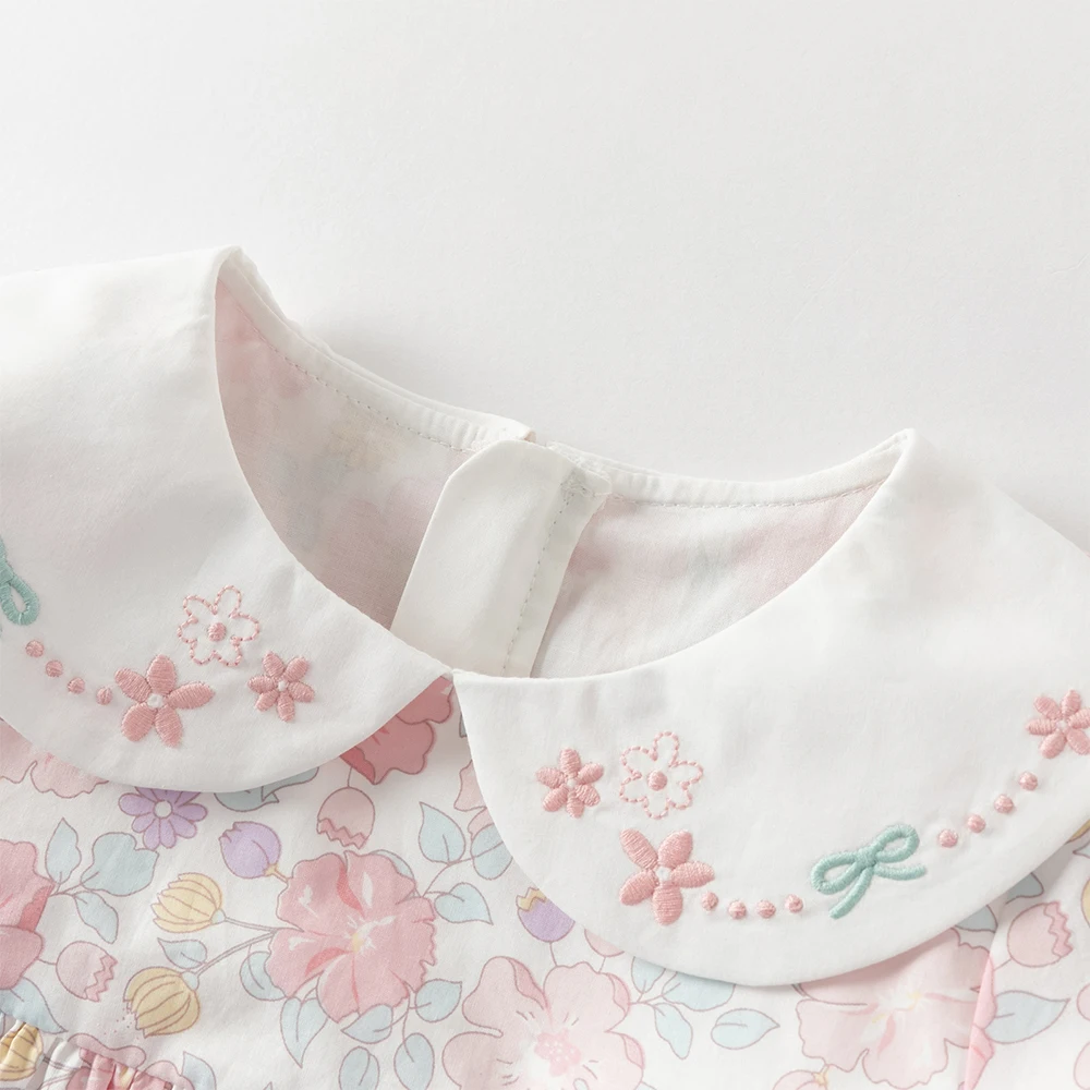 Dave Bella Girls Princess Floral Dress Children Printed Short Sleeve Summer COtton Dress Cute Party Outdoor Clothes DB2261250 image 5