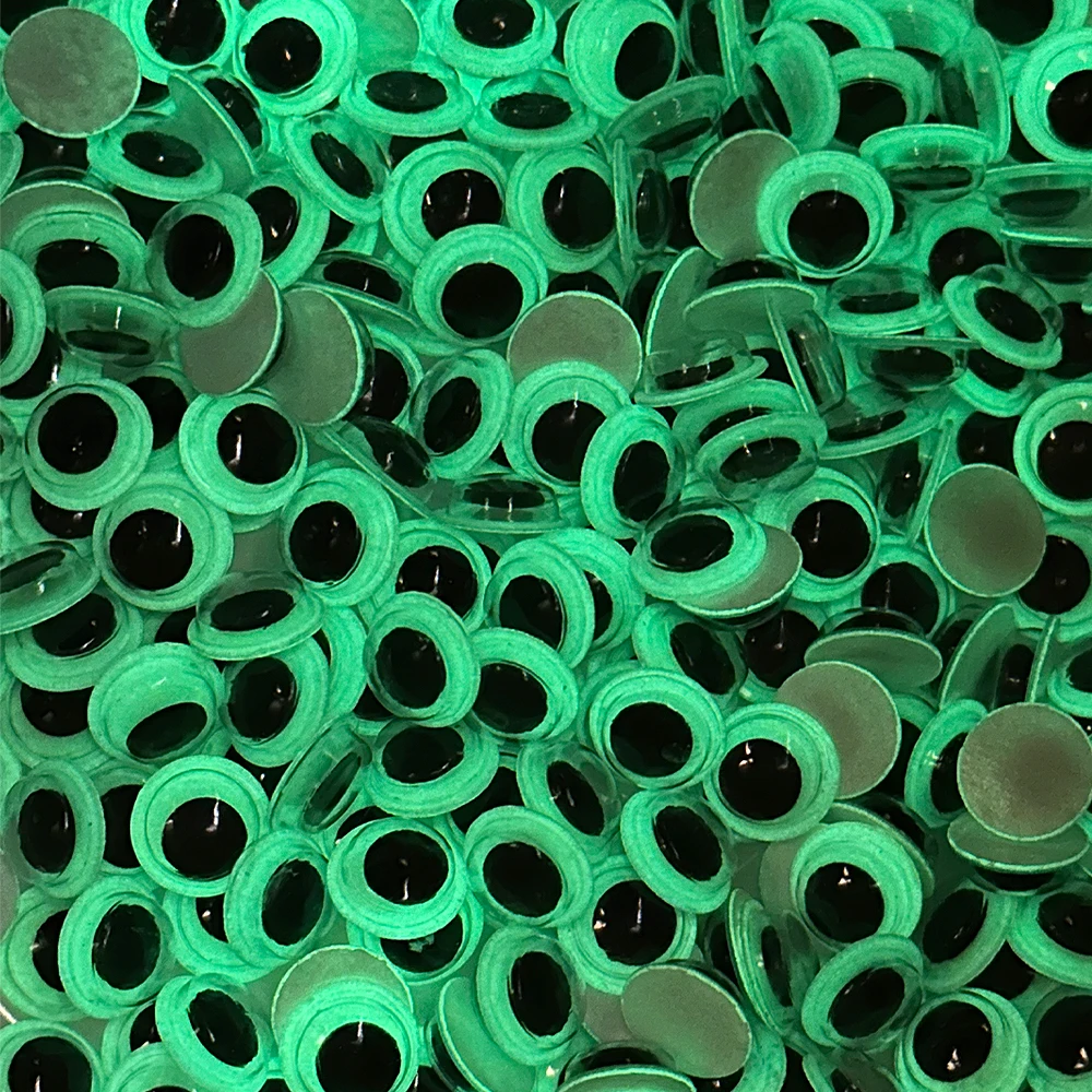 8/10/12/15/18/20/25/35mm occhio di plastica luminoso (con autoadesivo) PE Wiggly Googly Eyes per accessorio giocattolo artigianato fai da te H0640