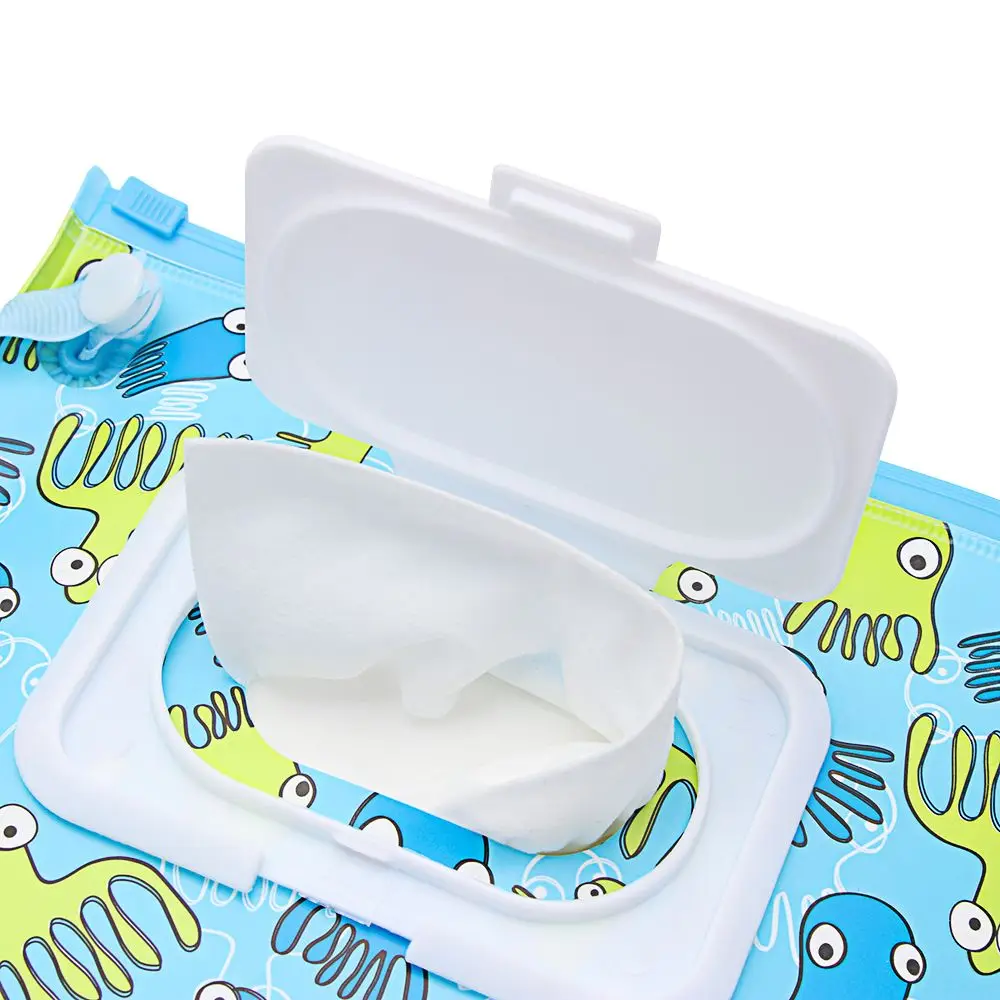 Portable Snap-Strap Baby Product Flip Cover Tissue Box Wet Wipes Bag Cosmetic Pouch Stroller Accessories Baby Product