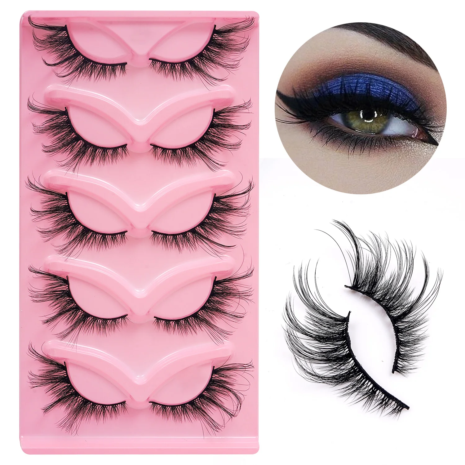 3Dつけまつげ ナチュラルルック Dカール ボリューム ウィスピー 20mm ロング ラッシュ エクステンション ふわふわ つけまつげ フォックス キャットアイ メイク 5ペア