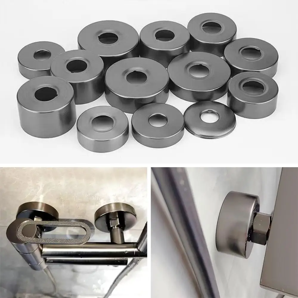 Useful Stainless Steel Shower Faucet Cover Round Grey Faucet Decorative Cover Pipe Wall Covers Shower