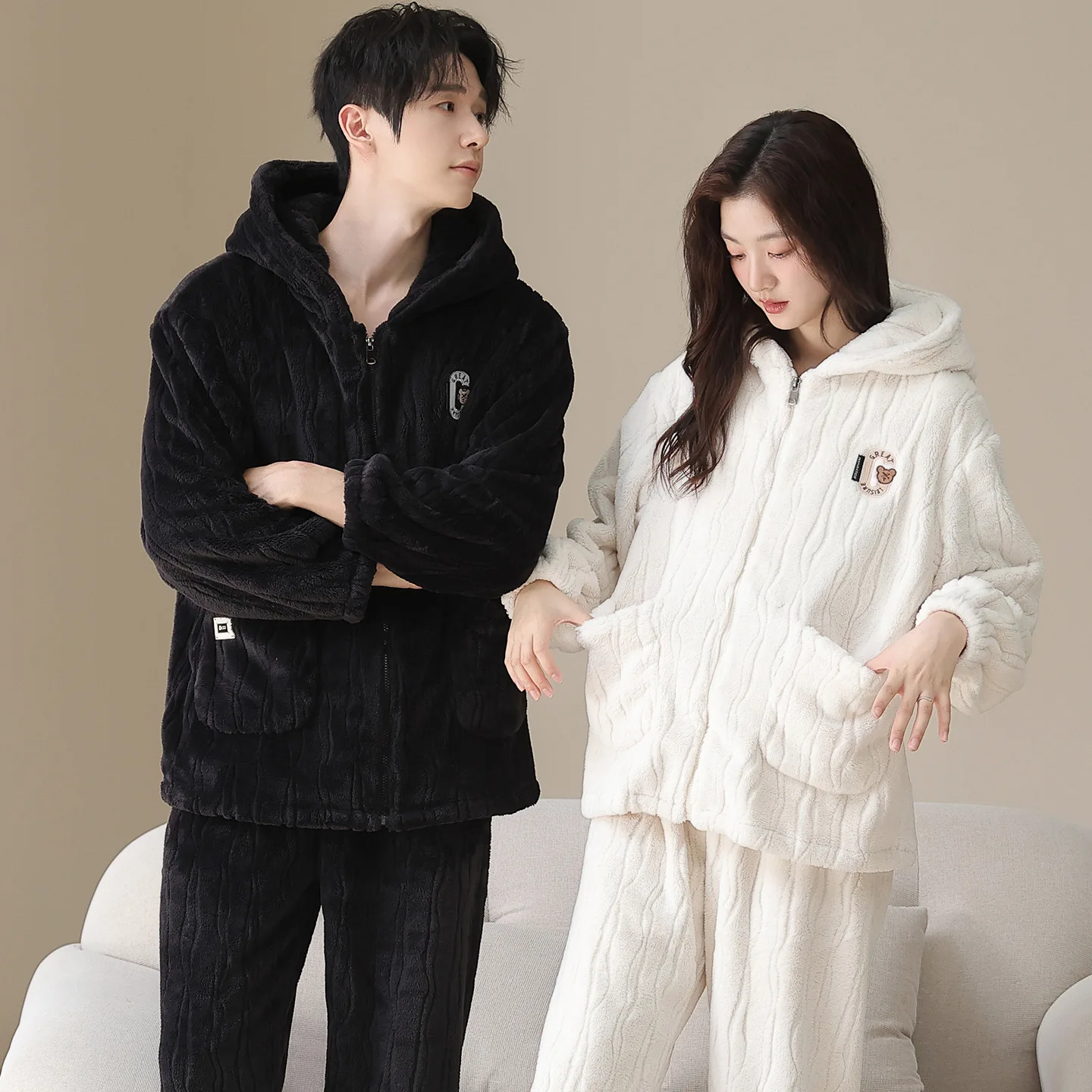 gp-automne-hiver-thiened-flanelle-maison-vetements-hommes-spwear-chapeau-vetements-d'exterieur-a-capuche-couples-correspondant-doux-plu-ensemble