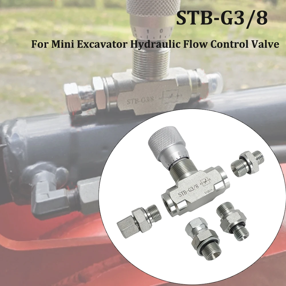 Vanne de régulation de débit hydraulique STB-G3/8 3/8" L08 pour mini-excavatrice