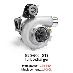 G25-660(GT)100-GT288G-35 100-GT288G-36,1.4-3.0L,T25 A/R 0.49 0.64,76mm V-Band Clamp Dual Ceramic Ball Bearing Turbocharger