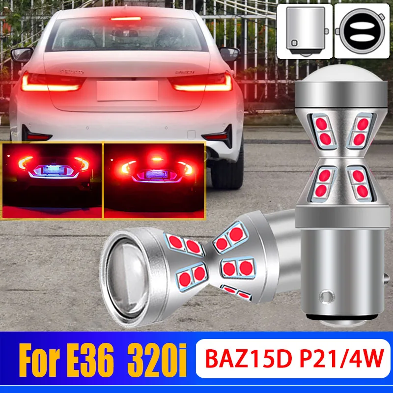 2X Canbus No Error BAZ15D P21/4W 566 LED Bulb White Car Stop Lamp Brake Light Super Bright Red For BMW E36 90-00 Coupe 320i 325i