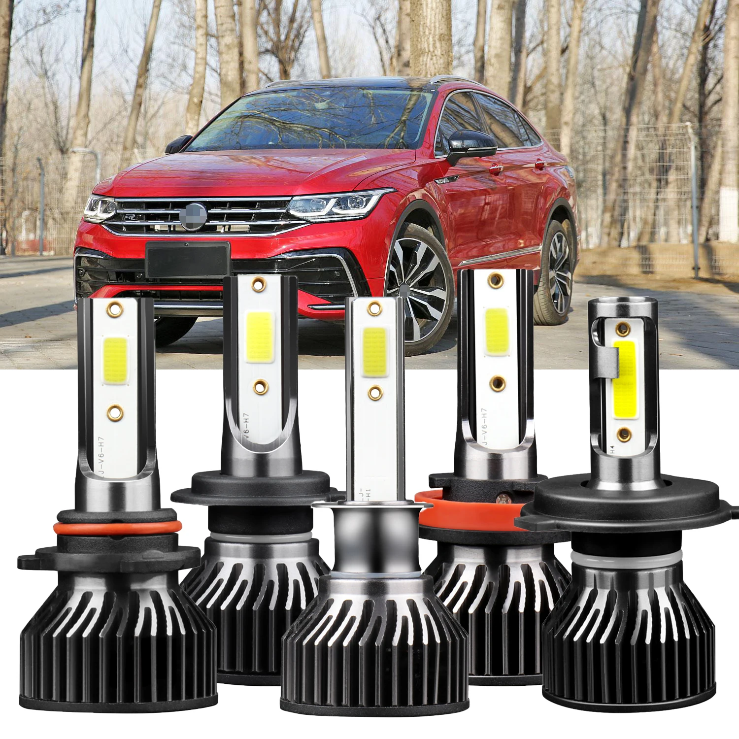 18000LM Car LED Headlight Bulbs H7 H8 H9 H11 9005/HB3 9006/HB4 6000K Fan Design Internal Drive COB Chips 6000K Headlamps H13 9007
