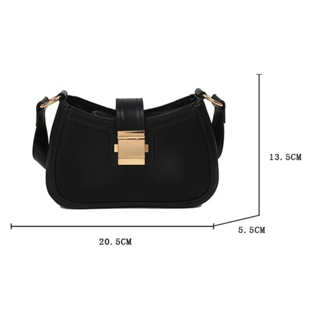 Ladies Trendy Vintage Underarm Bag Solid Color PU Leather Shoulder Bags Fashion Simple Handbag Female Purse