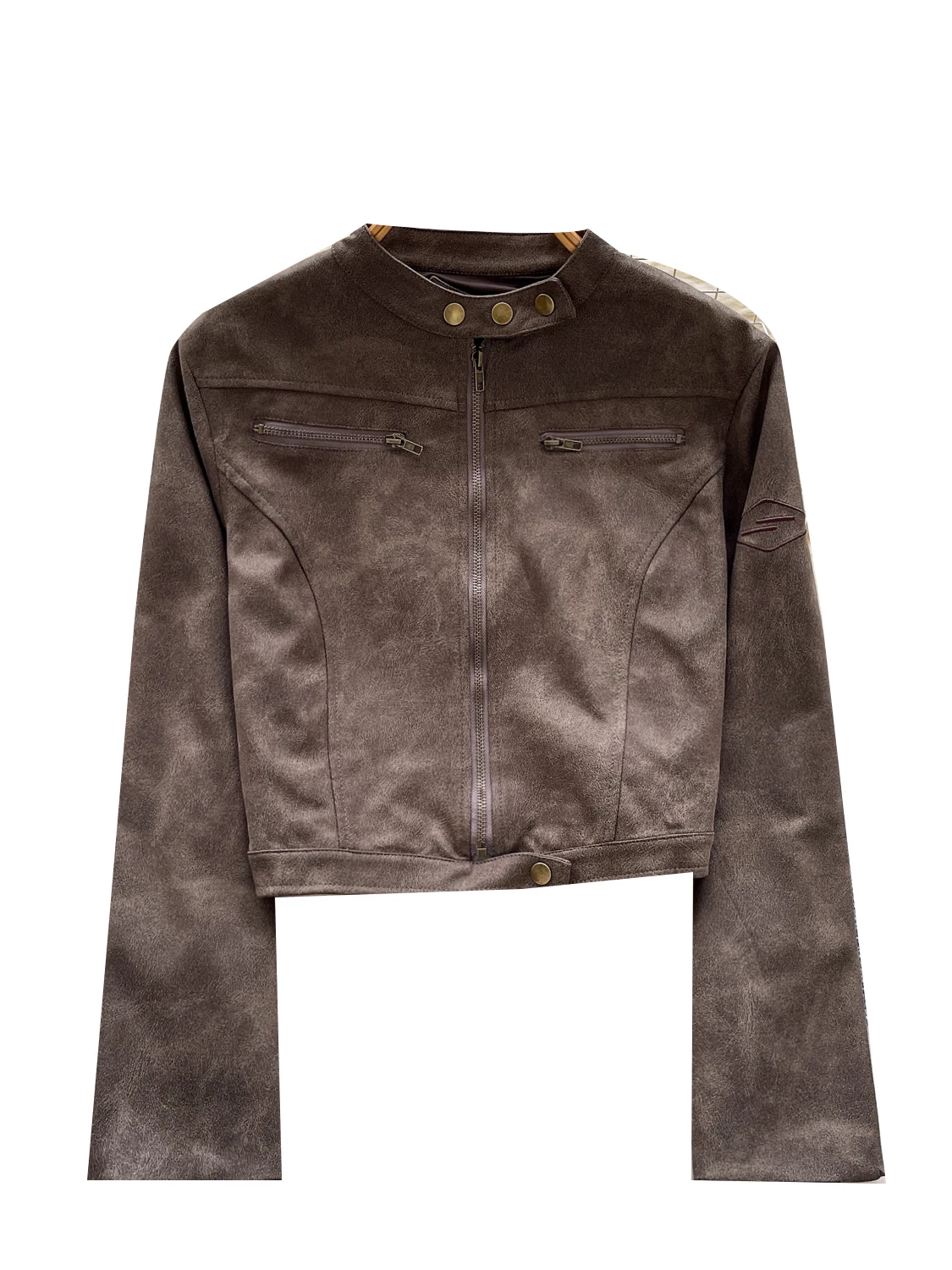 Rétro américain Sle femmes ort Jaet rond Ne Long manteau en cuir Sve décontracté coupe ample boutonné polyvalent haut d'automne