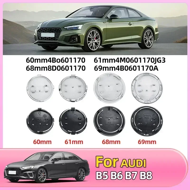 

4pcs 60mm 61mm 69mm Car Styling Wheel Center Cap Hub Covers Badge 4B0601170 For Audi A3 A4 A5 A6 A7 A8 S4 S6 Car Accessories