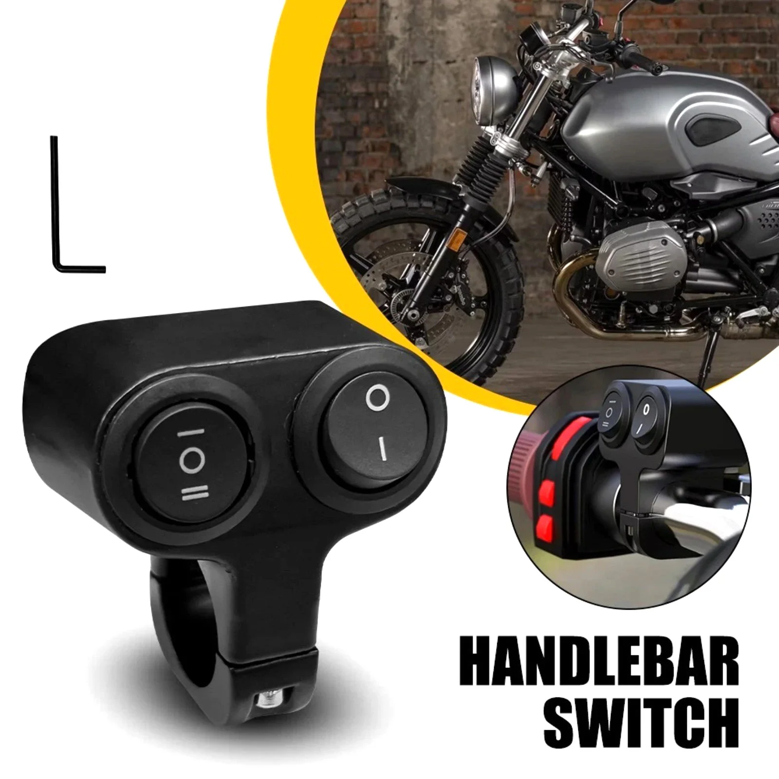 

7/8" Motorcycle Handlebar Switch Dual Button 2Gear+3Gear On Off for Motorcycle ATV Dirt Bike Scooter Headlight LED Light Bar