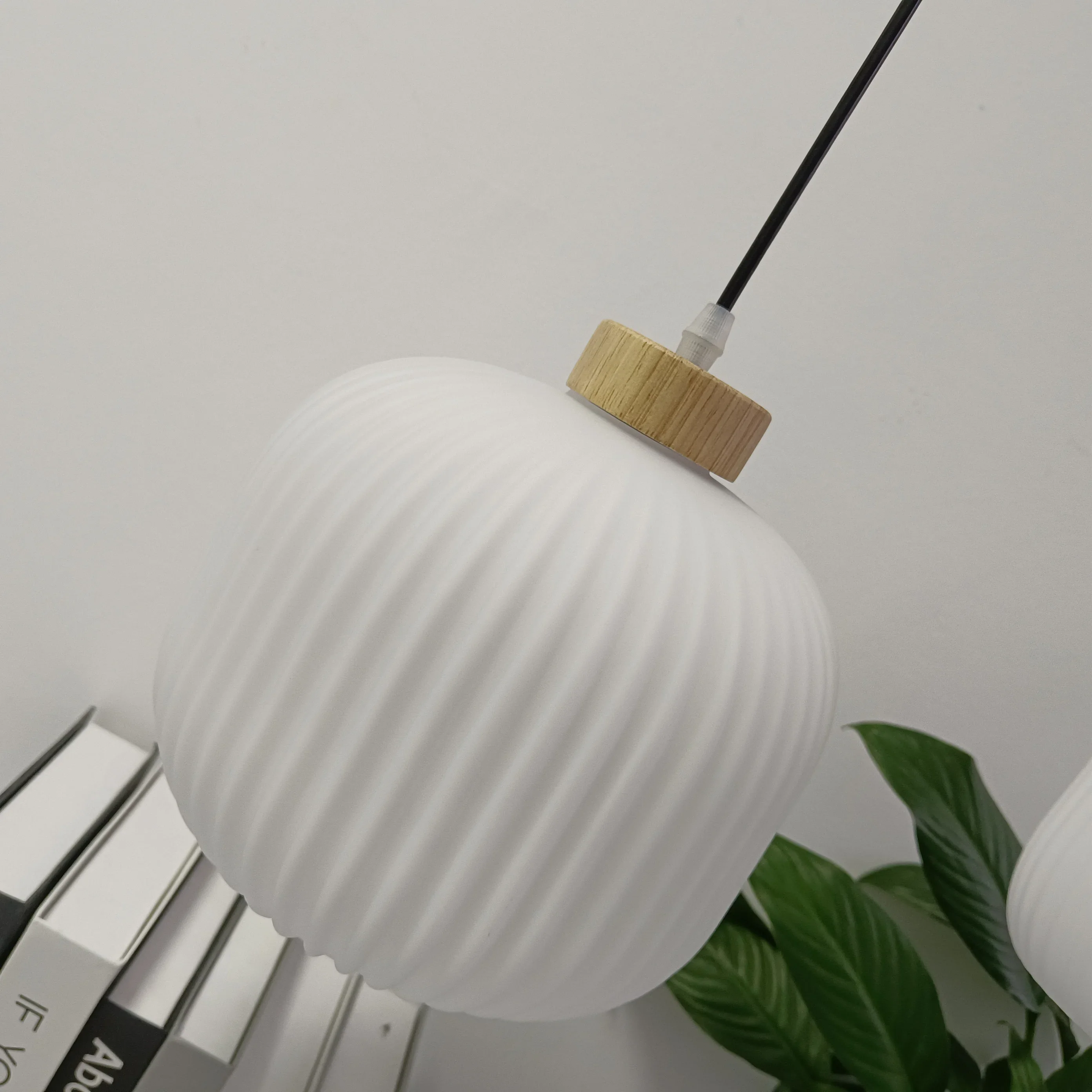 Japanese Wabi-sabi Style White Glass Pendant Lights Home Decor Kitchen Bedroom Dinning Room Pendant Lights Wooded Hanging Lamp