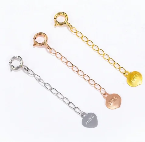 

18k gold jewelry accessories stamp au750 fine gold extension chains with clasp 3 colors