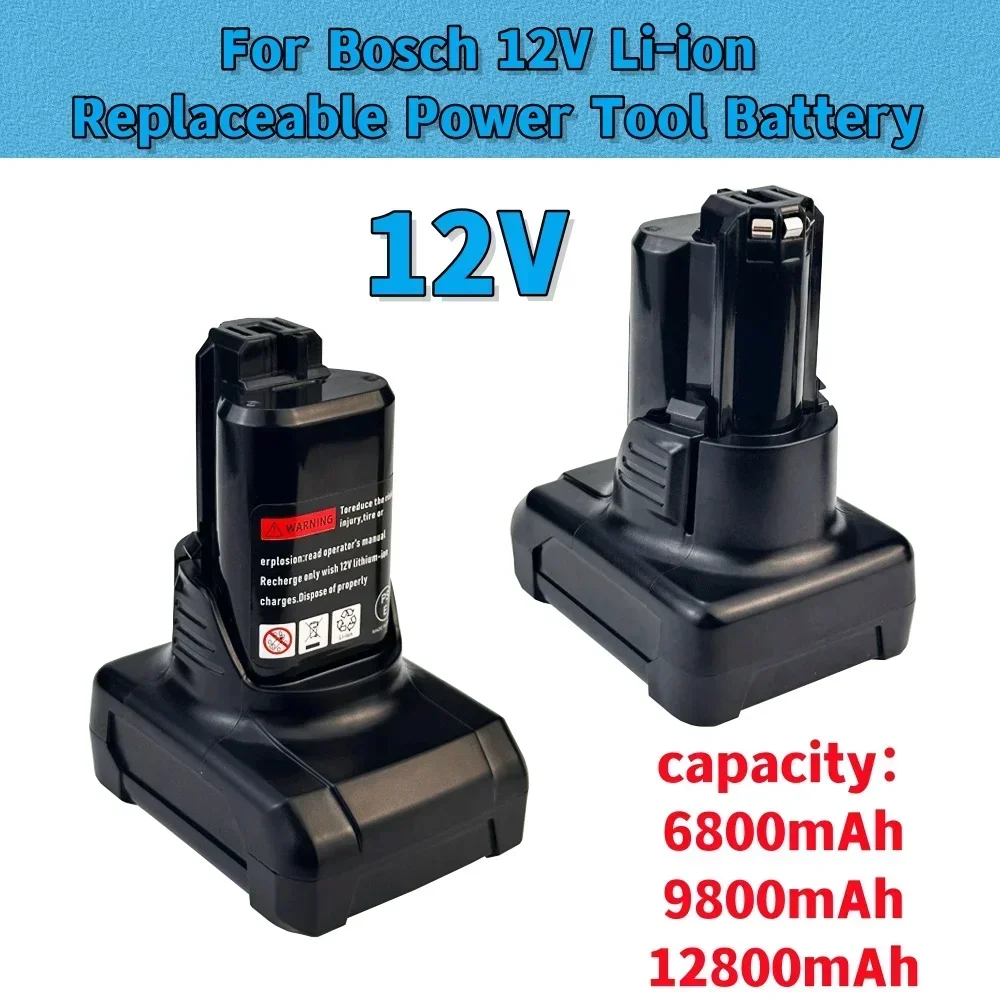 12V 6800/9800/12800mAh Li-ion Replacement Battery For Bosch BAT420 BAT411 BAT412 BAT413 BAT414  Cordless Power Tools With charge