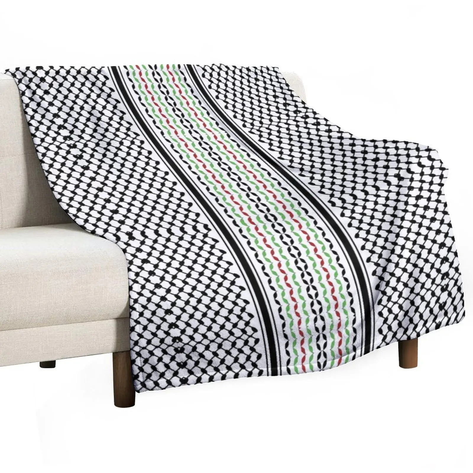 

Multi Colors Vertical Keffiyeh in White Throw Blanket warm for winter sofa bed Luxury Blankets