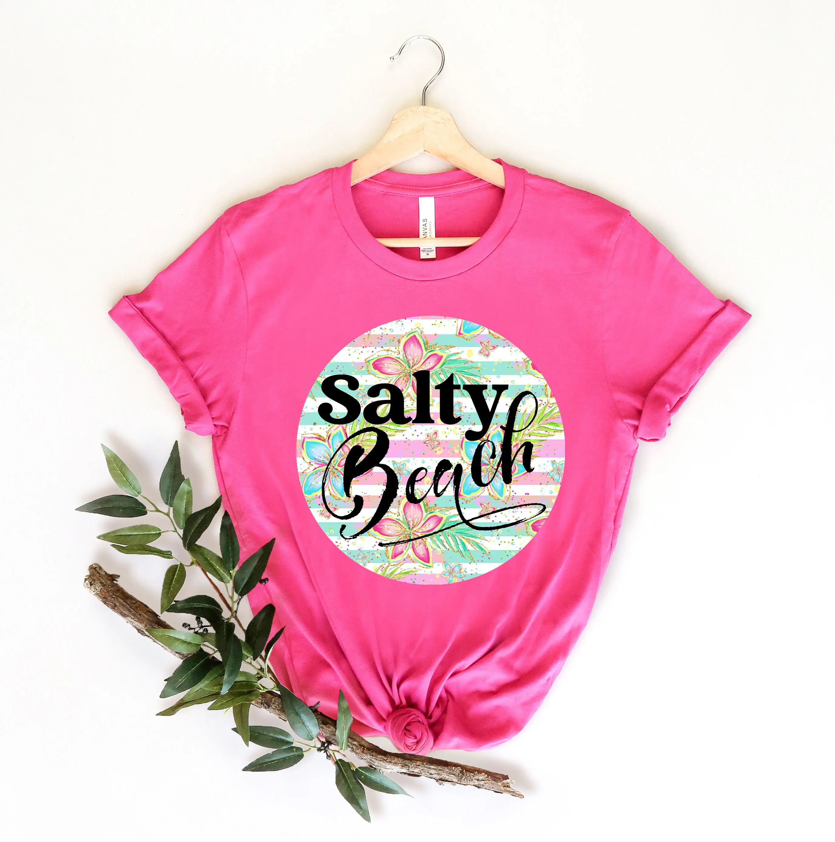 Salty Beach T Shirt Summer Party Vibes For Women Palm Hello Tee