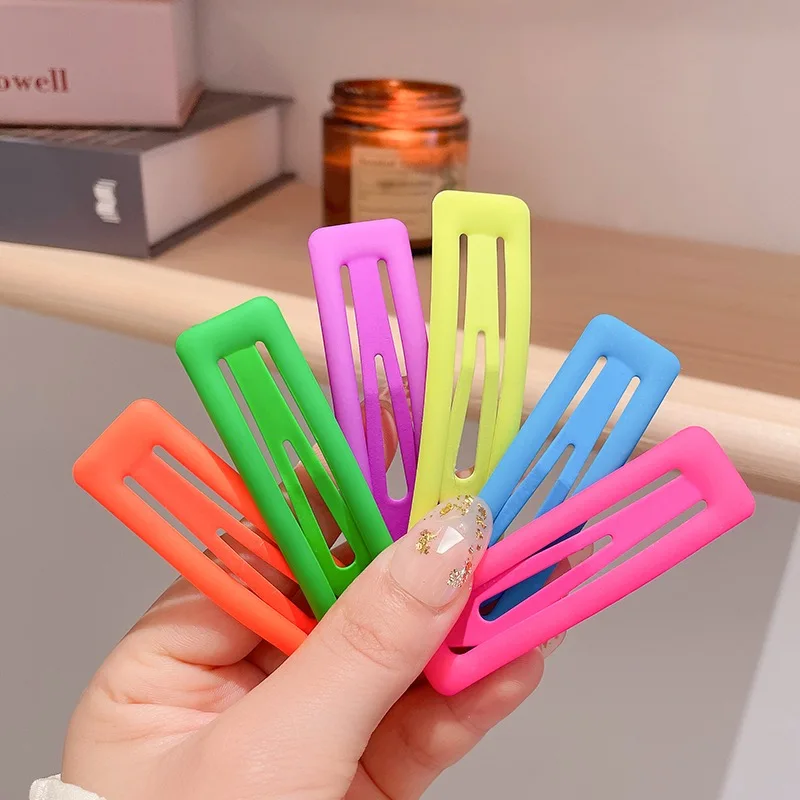 6Pcs/Set  Y2K INS New 7CM BB Clip Color Drip Hairpin Candy Color Alloy Hair Accessories For Women