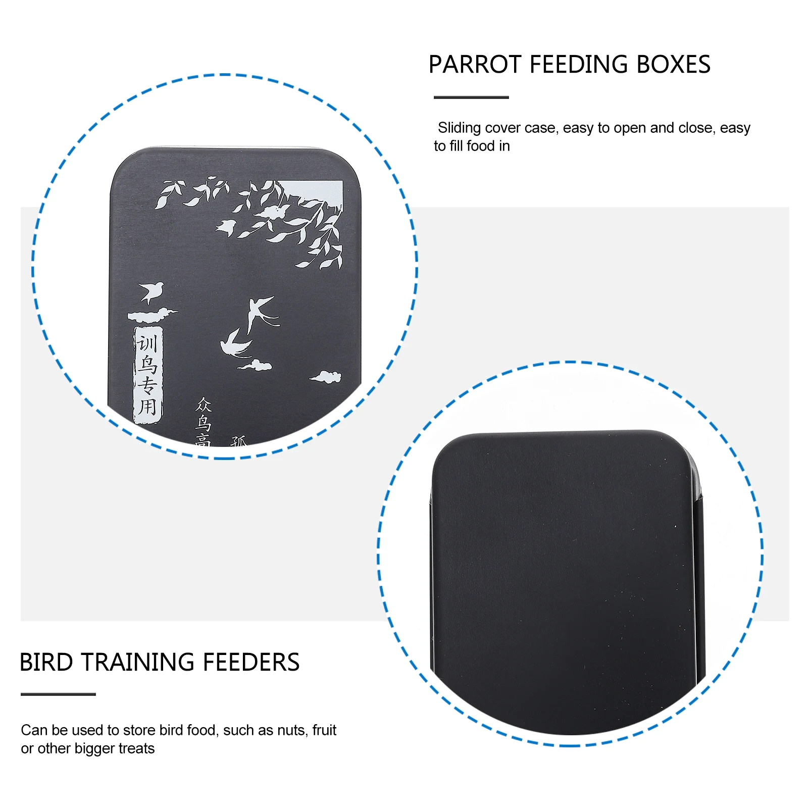 

2pcs Feeder Sliding Lid Tinplate Food Case Compact Lightweight For Nuts Fruits Handheld Feeders Bird Training Pet Supplies