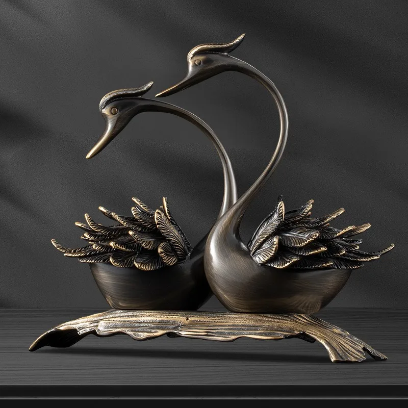 

Brass swan ornament high-end home hotel decoration crafts creative living room desktop decoration