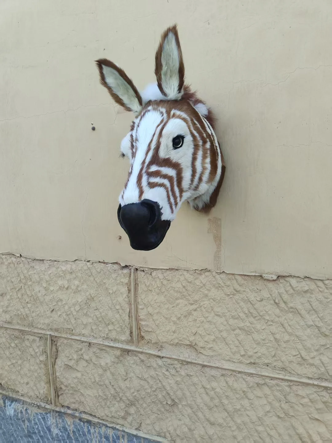 big zebra Head Model Simulation Plastic & Fur Home Decoration 40cm Home Decor