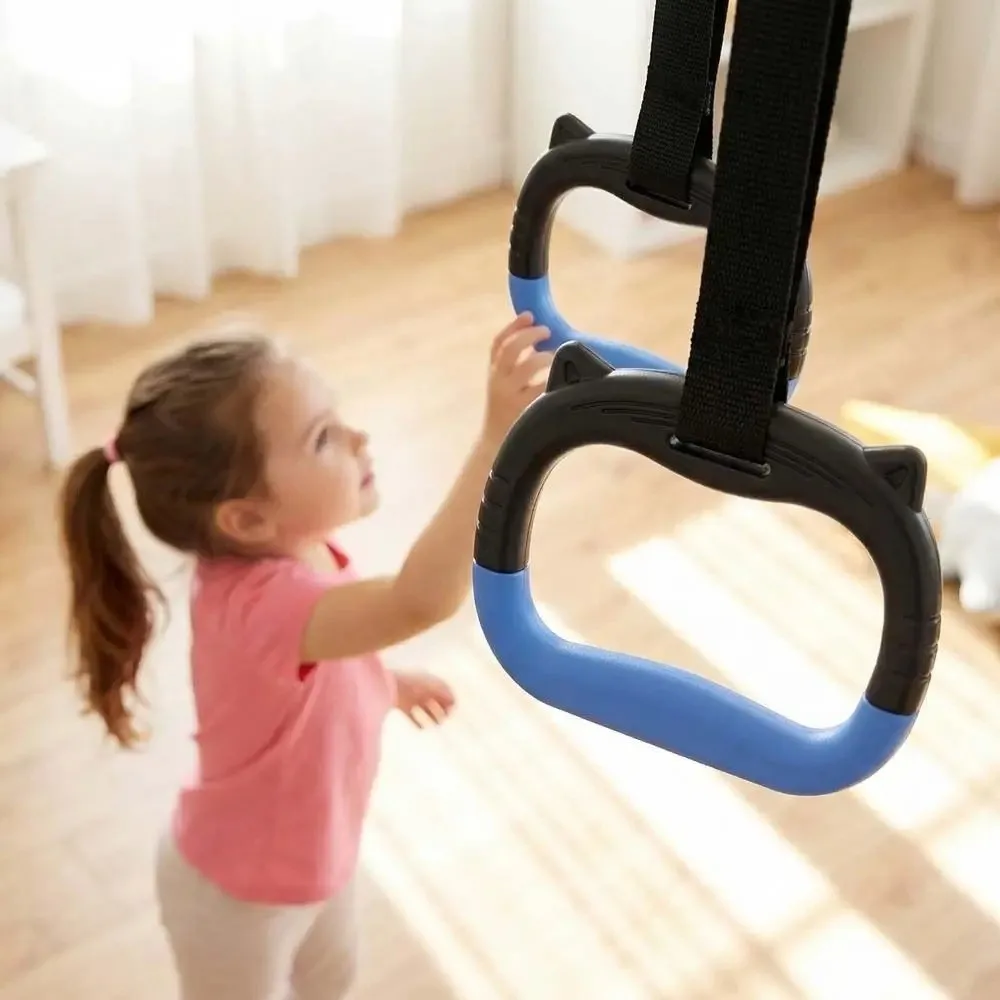 New Non-Slip Gymnastics Rings Multi-Function Durable Adjustable Hanging Straps Pull-Up Hammock Fitness Exercise Ring Indoor Use