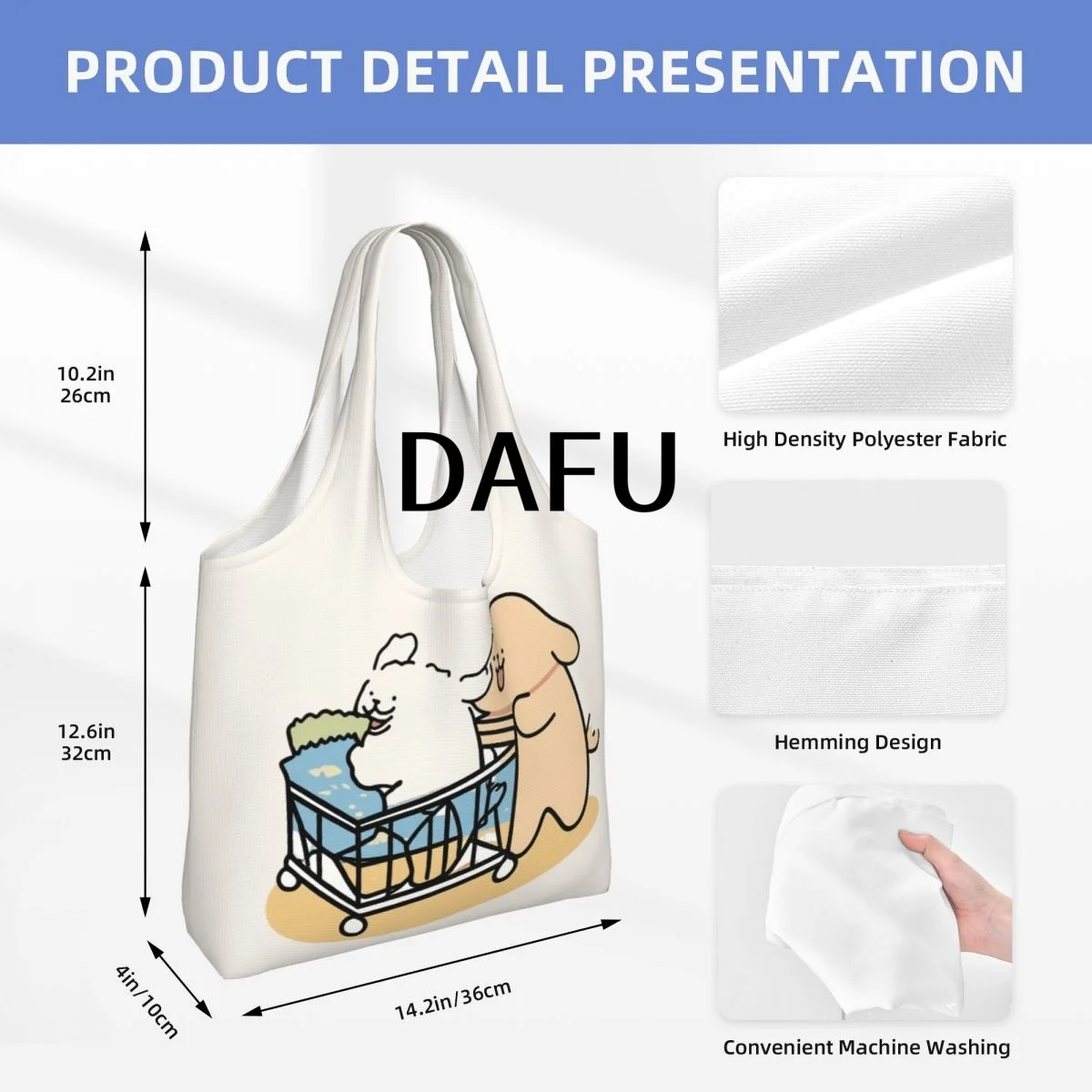 Shopping Adventures With Friends Large Capacity Canvas Tote Bag Single Shoulder Commute Bag For Women Eco-Friendly Shopping Bag