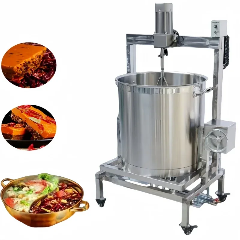 Industrial Semi Automatic Gas Heating Declining Slurry Jam Food Paste Soup Cooking Pot with Mixer
