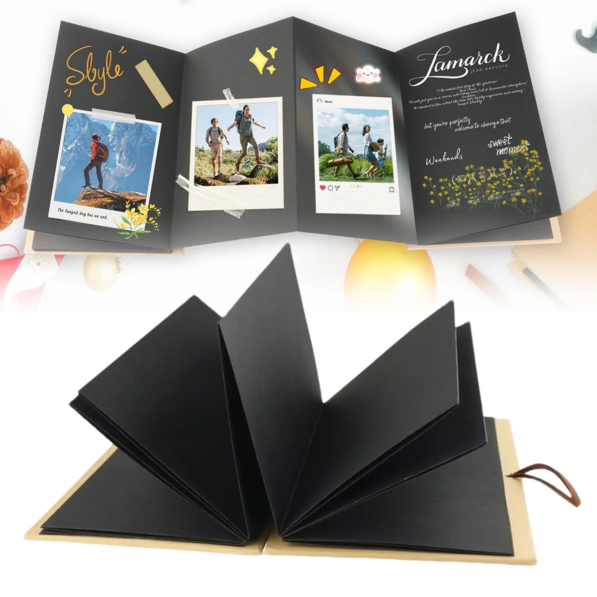 Scrapbook Album Accordion Scrapbook Fold-Out Stand-Up Display for Graduation Anniversary Memories Perfect for metallic markers