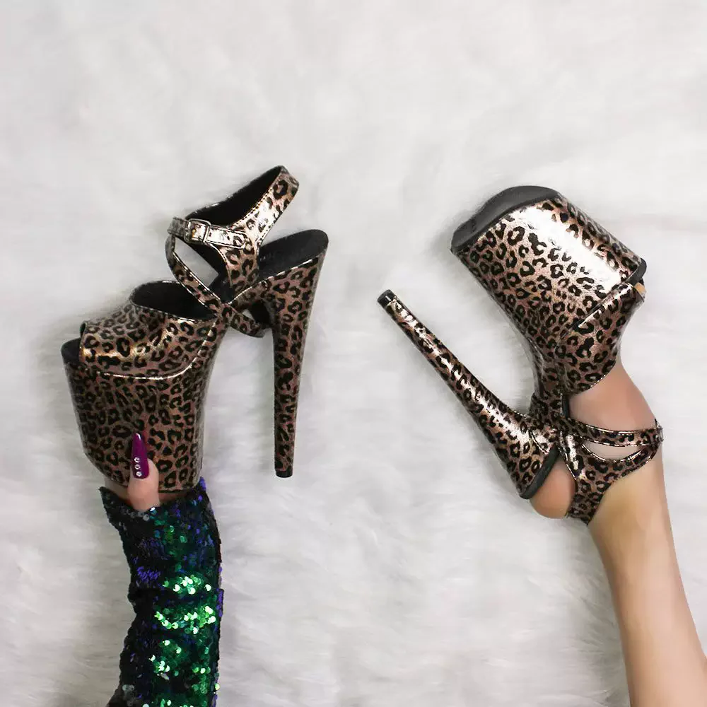Metallic Leopard Print Peep To - огляд і ціна Leopard Print Heels
