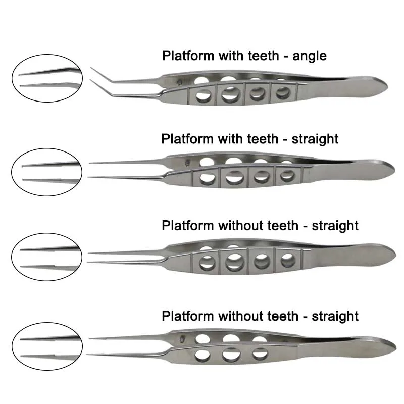 

GREATLH 1pcs Stainless Steel Tweezers Straight Angle Head Forceps Ophthalmic Surgery Instrument